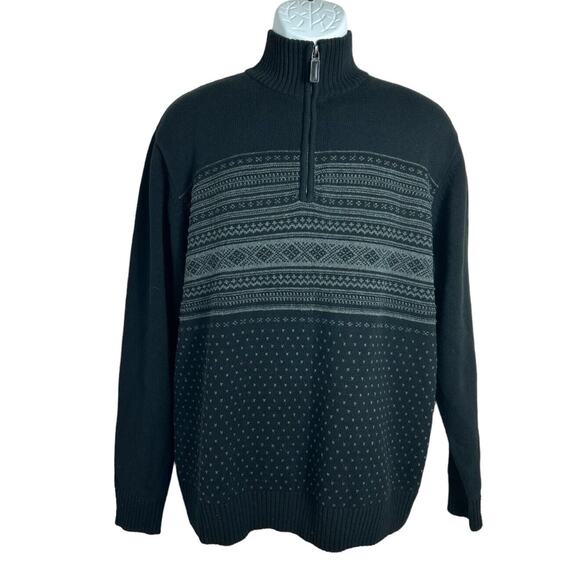 Men's Oscar De La Renta Nordic 1/4 Zip Pullover Sweater Sz L High Neck - Picture 4 of 7